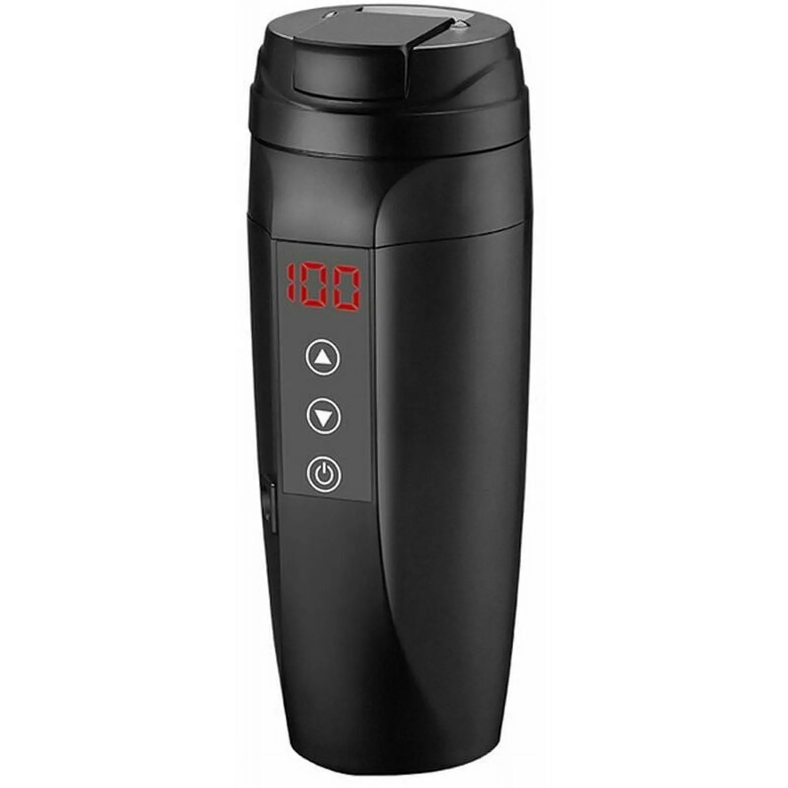 12V/24V 90W Car Heating Cup Electric Hot Water Kettle Cup Stainless Steel Bottle 450ML with 25-100℃ Temperature Control for Coffee Tea Milk Black