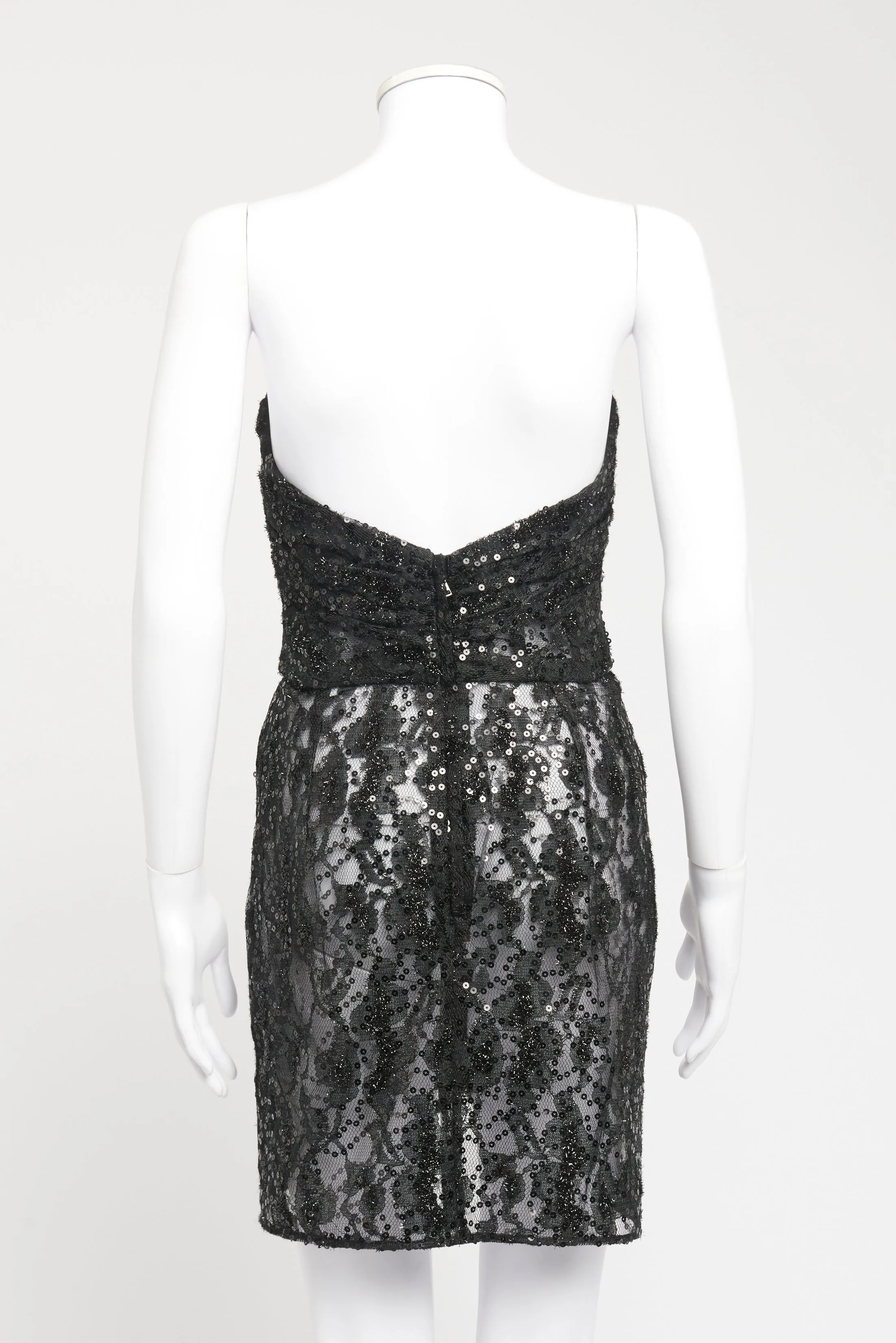 2022 Black Polyamide Wrap Sequin Preowned Mini Dress