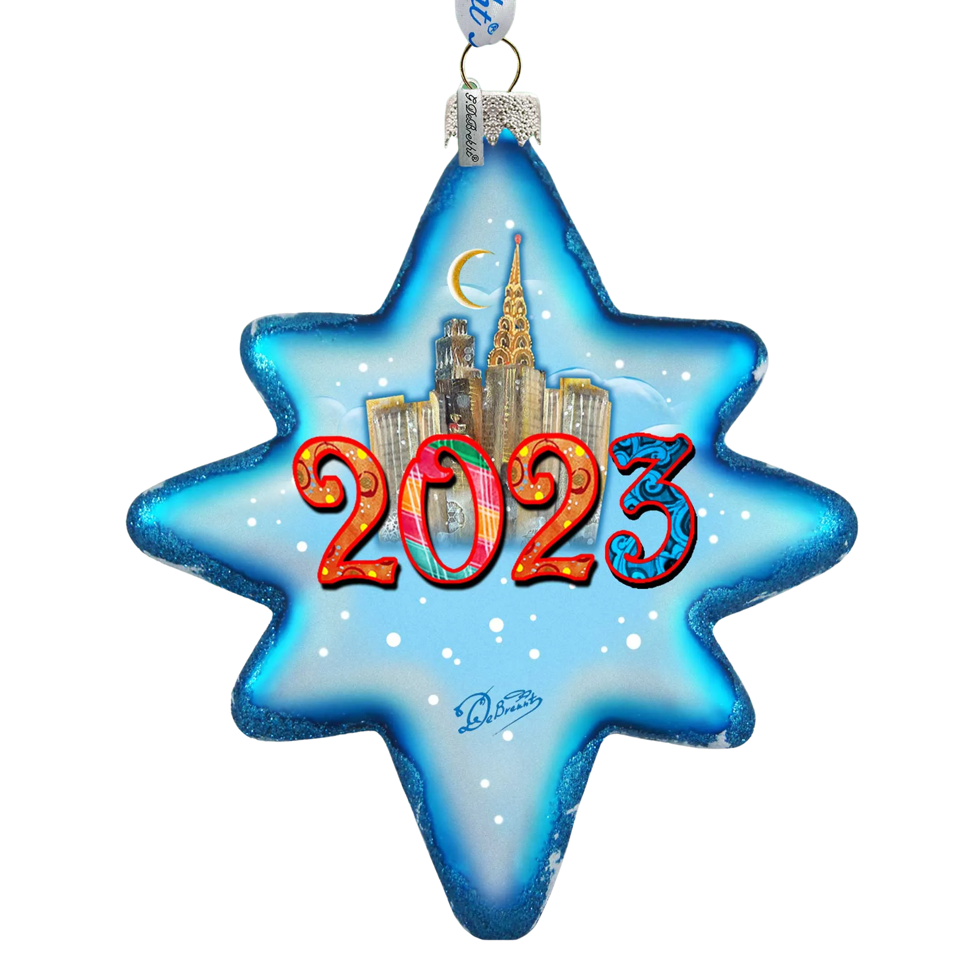 2023 Dated Glass Ornament, Santa & Christmas Decor  - 755-047-D23 by G. DeBrekht