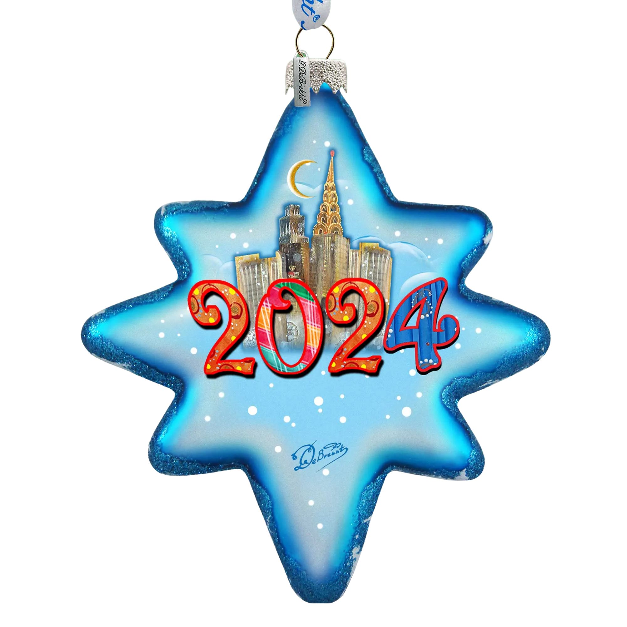 2024 Dated Glass Ornament, Santa & Christmas Decor  - 755-047-D24 by G. DeBrekht