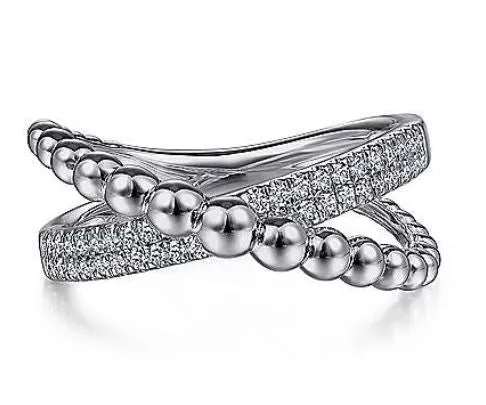 925 Sterling Silver White Sapphire Bujukan Criss Cross Ring