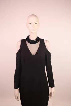 Access black dress with open arms and sheer in front