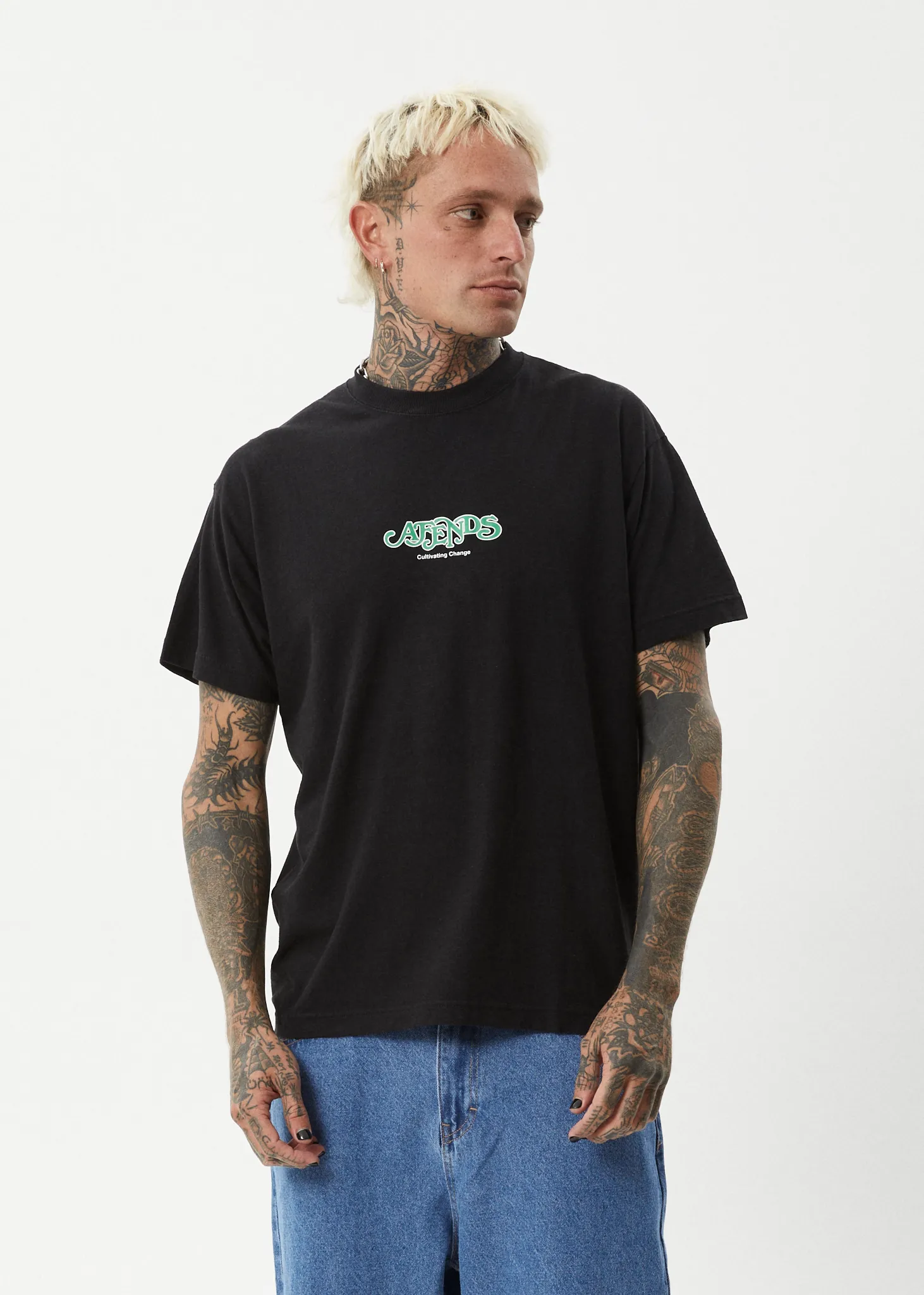 AFENDS Mens Break Through - Boxy T-Shirt - Black