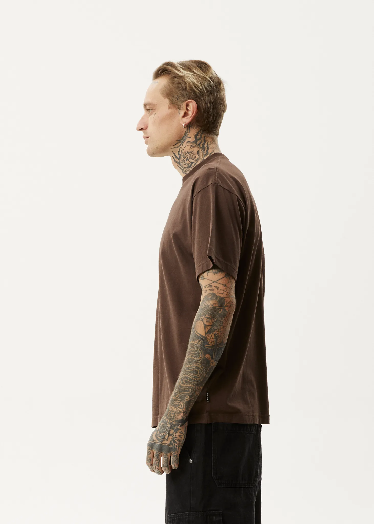 AFENDS Mens Pilot - Boxy T-Shirt - Coffee