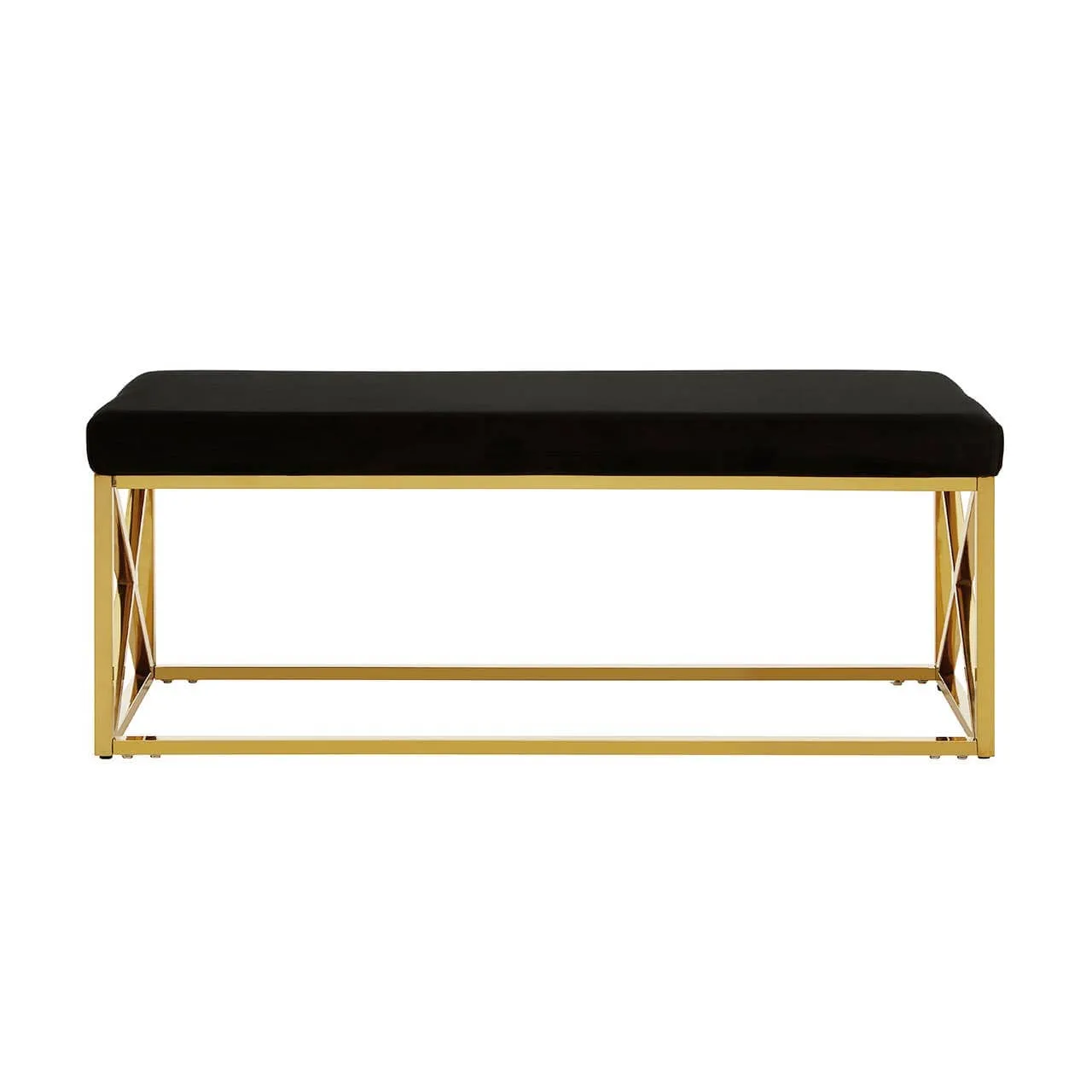 Allure Black Velvet / Gold Finish Bench