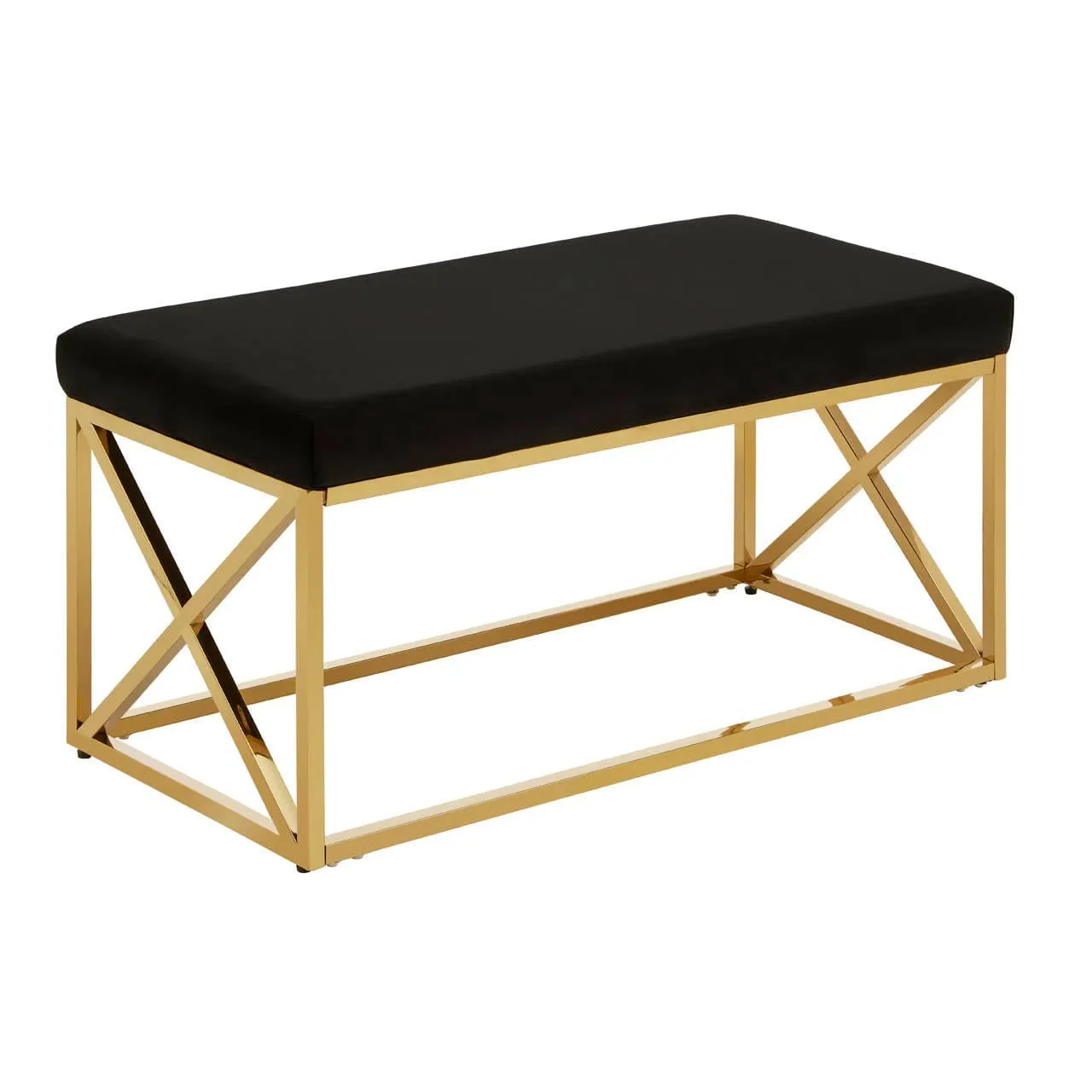 Allure Black Velvet / Gold Finish Bench