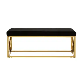 Allure Black Velvet / Gold Finish Bench