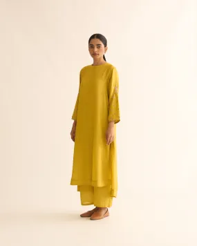 AMBILY LEMON GREEN SILK KURTA SET