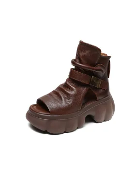 Ankle Buckle Comfortable Fish Toe Platform Sandals