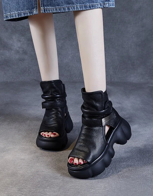 Ankle Buckle Comfortable Fish Toe Platform Sandals