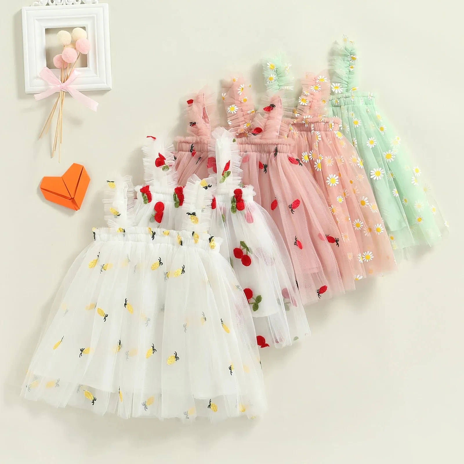 Baby 6M-5Y Toddler Kid Baby Girls Tulle Dress, Daisy Dresses For Girls Party Beach Holiday