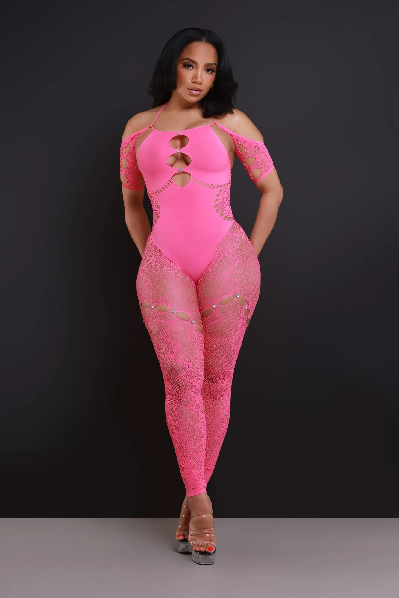 Baby Girl Laser Cut Seamless Halter Jumpsuit - Pink