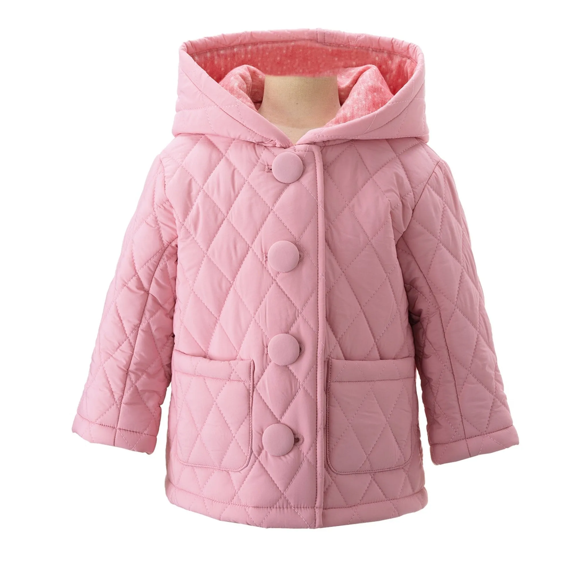 Baby Girl Pink Quilted Hooded Jacket