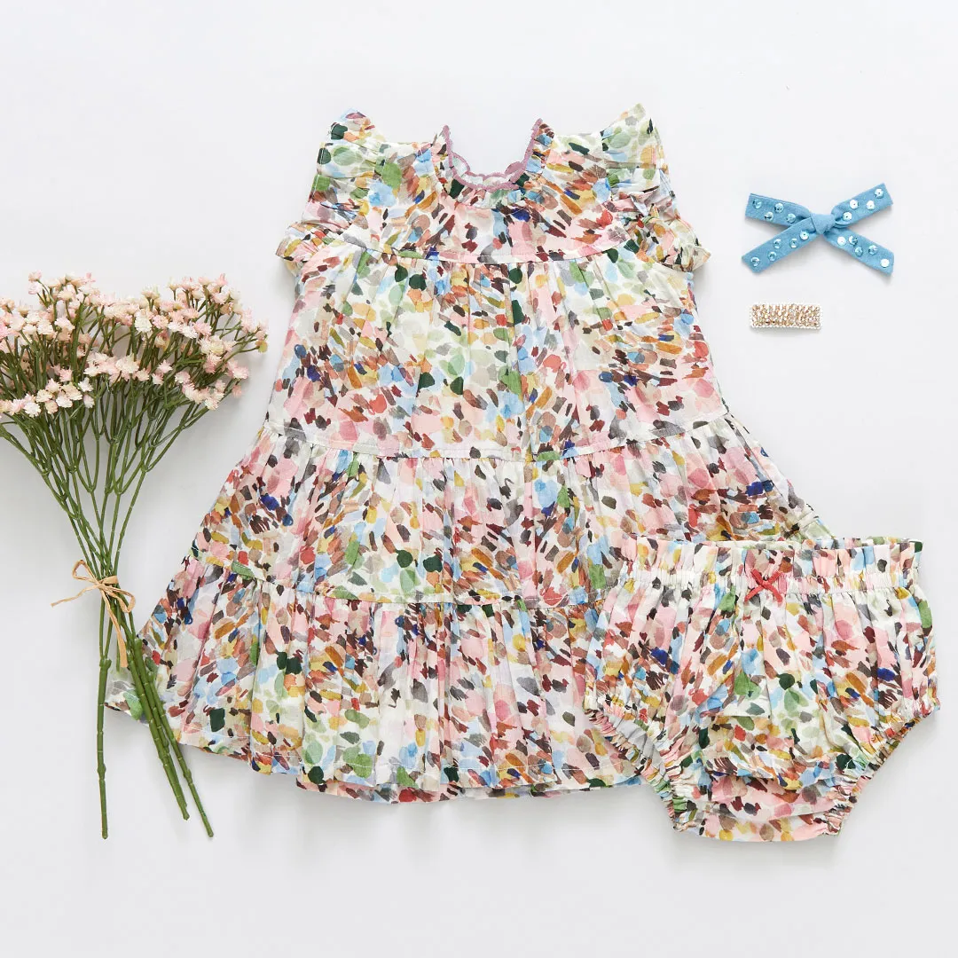 Baby Girls Kalani Dress Set - Watercolor Brush