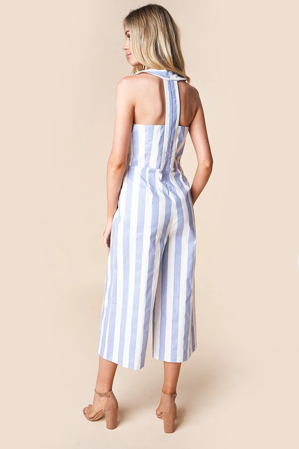 Bahama Mama Striped Halter Jumpsuit