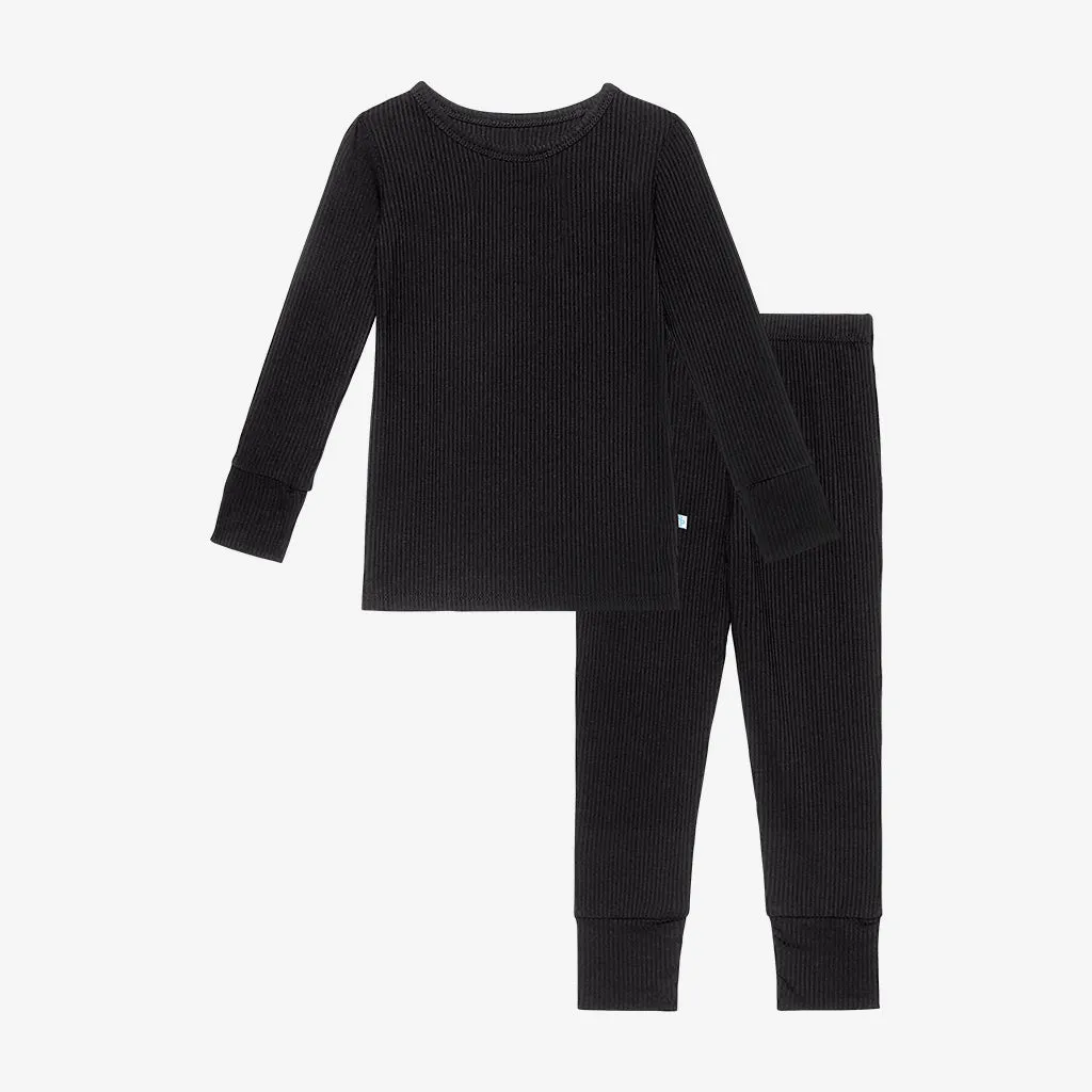 Black Ribbed Classic Pajama Set