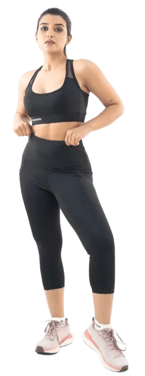 Black Sports Bra-Capri Pant Co-Ord Set