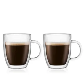 Bodum BISTRO 10 Oz Double Wall Mug Glass 2 /Set