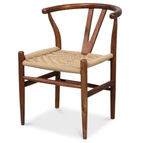 Brown Wishbone Rush Seat Chair