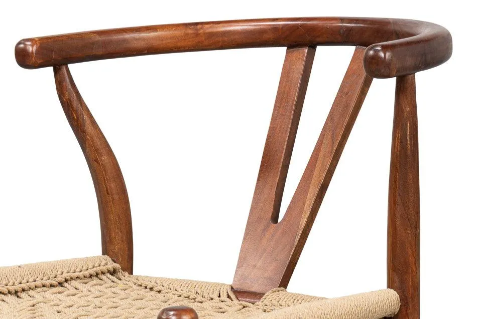 Brown Wishbone Rush Seat Chair