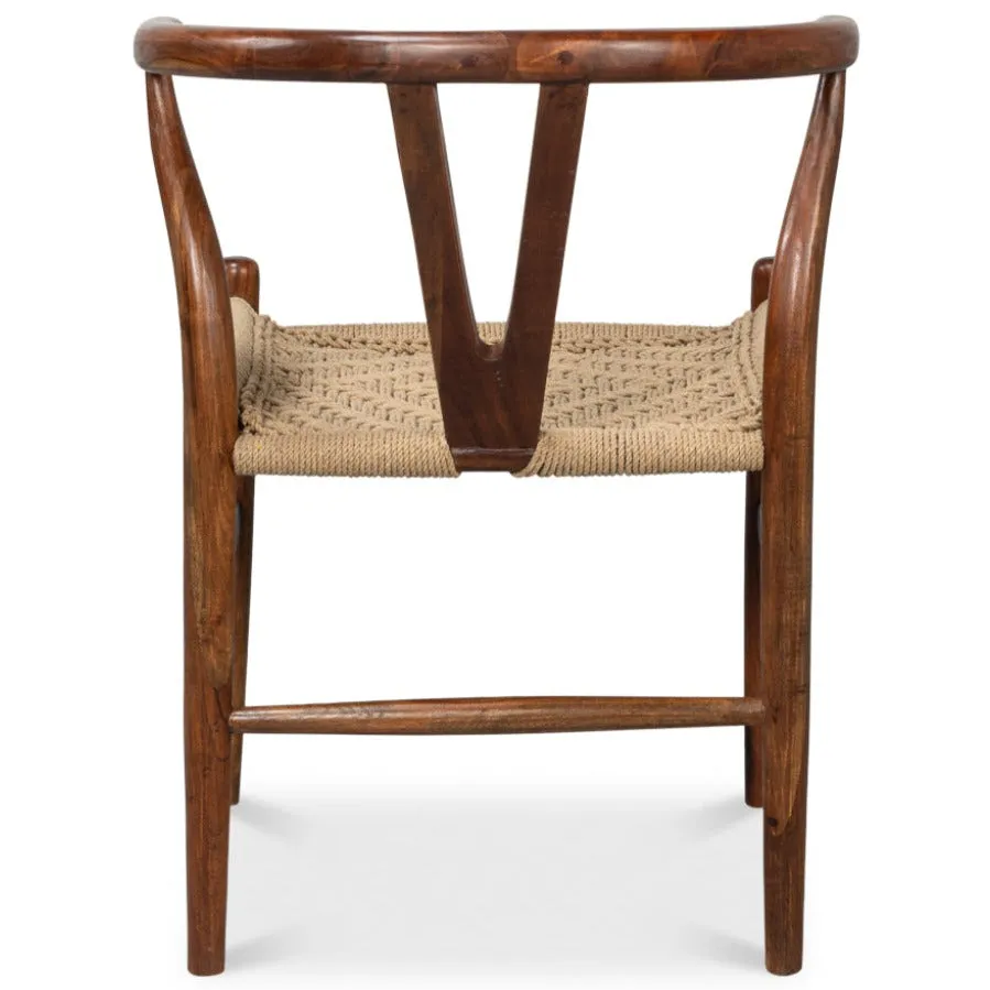 Brown Wishbone Rush Seat Chair