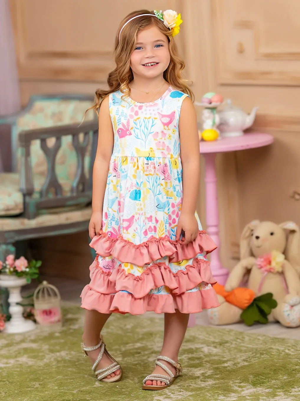 Bunny Blossom Tiered Ruffled Dress