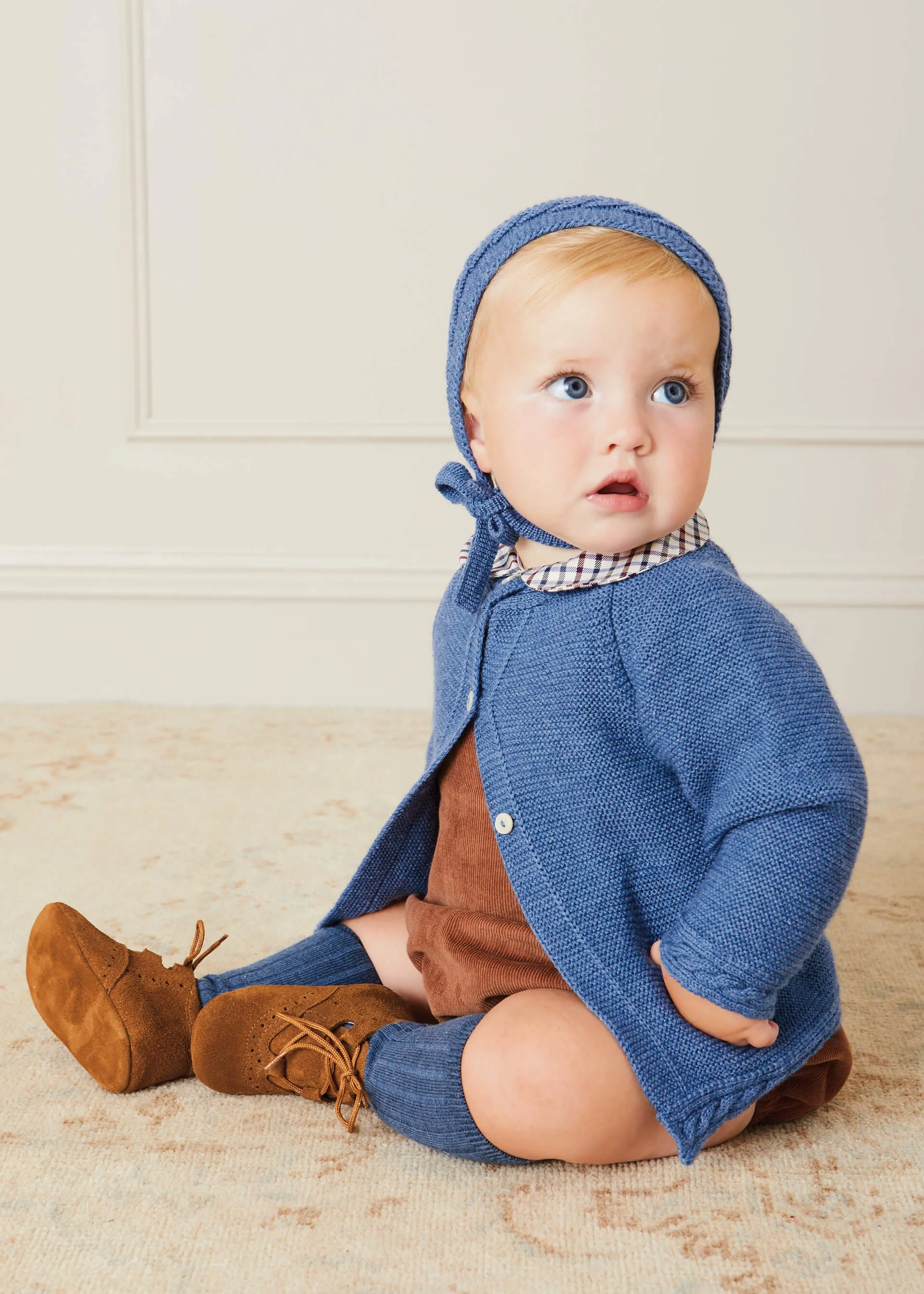 Cable Detail Cardigan In French Blue (6mths-3yrs)