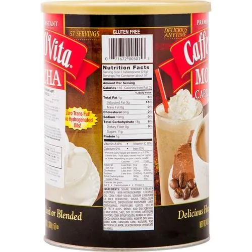 Caffe D'Vita Mocha Cappuccino Mix 48 oz Mocha Cappuccino is our original blend of rich chocolate and 100% premium Arabica coffee-501333