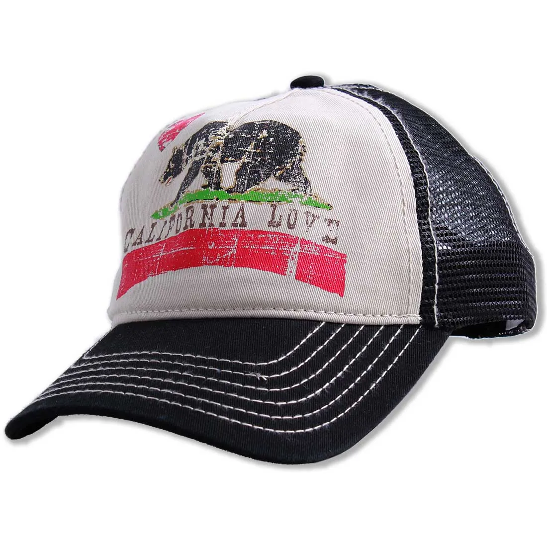 California Love Distressed Juniors Pit Stop Twill Trucker Hat