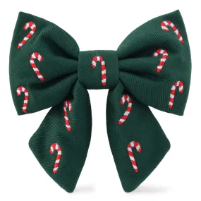 Candy Canes Embroidered Lady Dog Bow