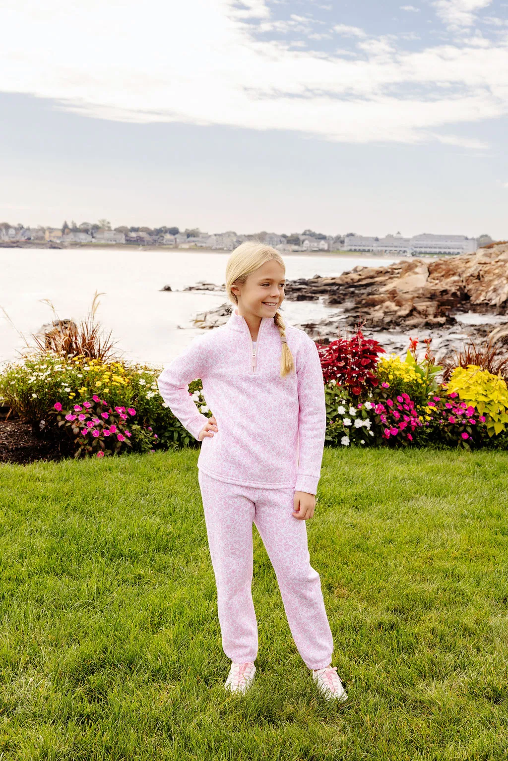 Canter Collar Half-Zip - Greenville Garden with Palm Beach Pink Stork