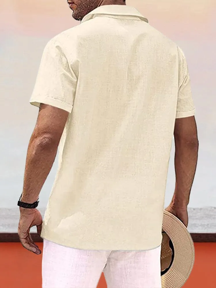 Casual Solid Beach Shirt with Pockets