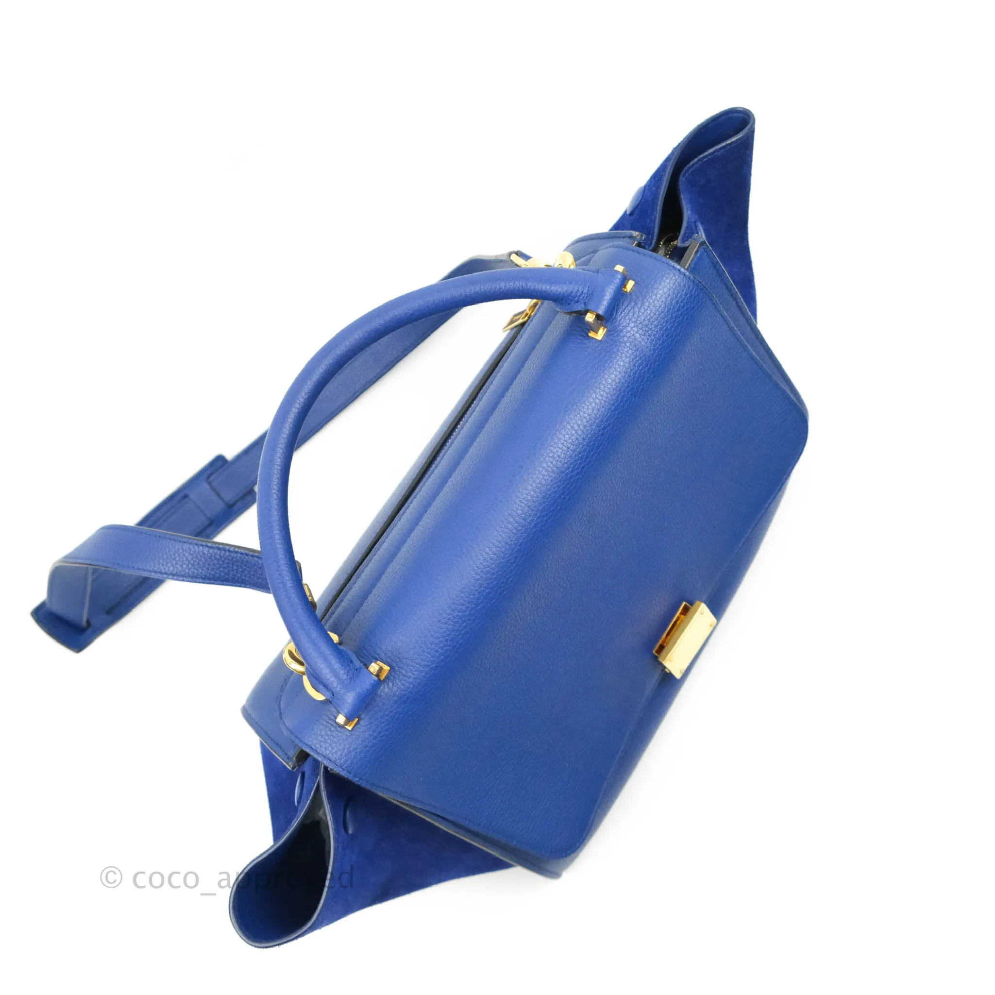 Celine Sleek Small Tri-Color Trapeze Blue Calfskin