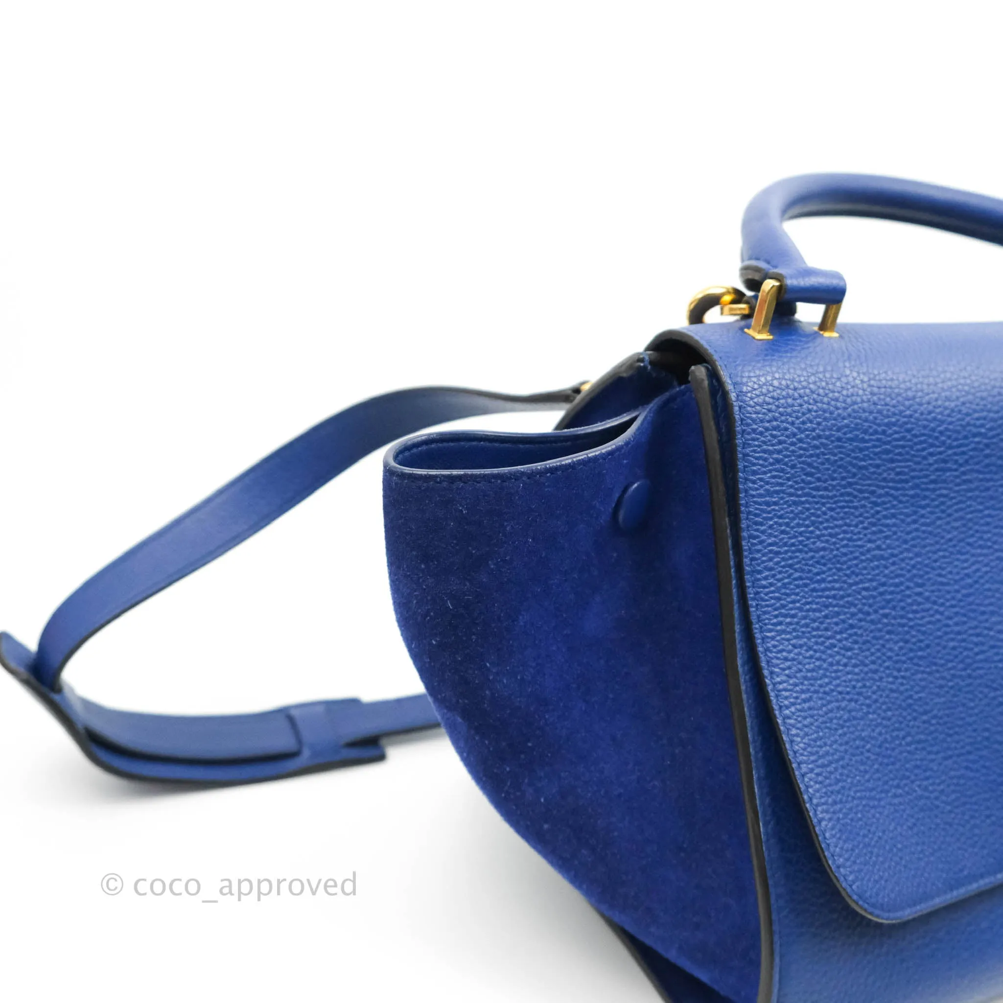 Celine Sleek Small Tri-Color Trapeze Blue Calfskin