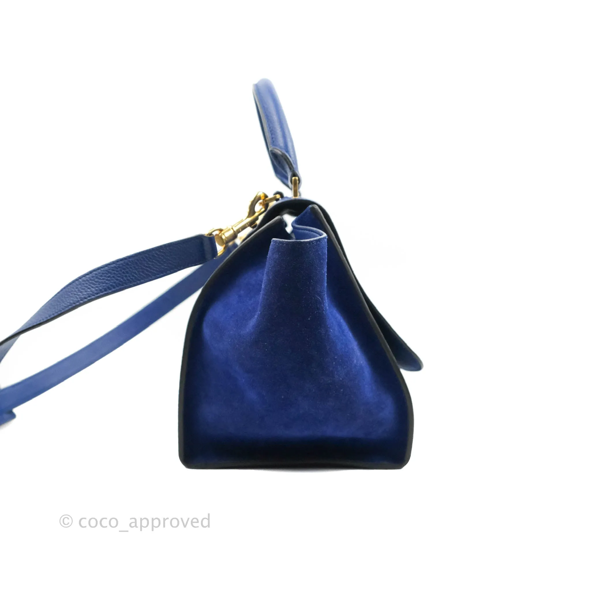 Celine Sleek Small Tri-Color Trapeze Blue Calfskin