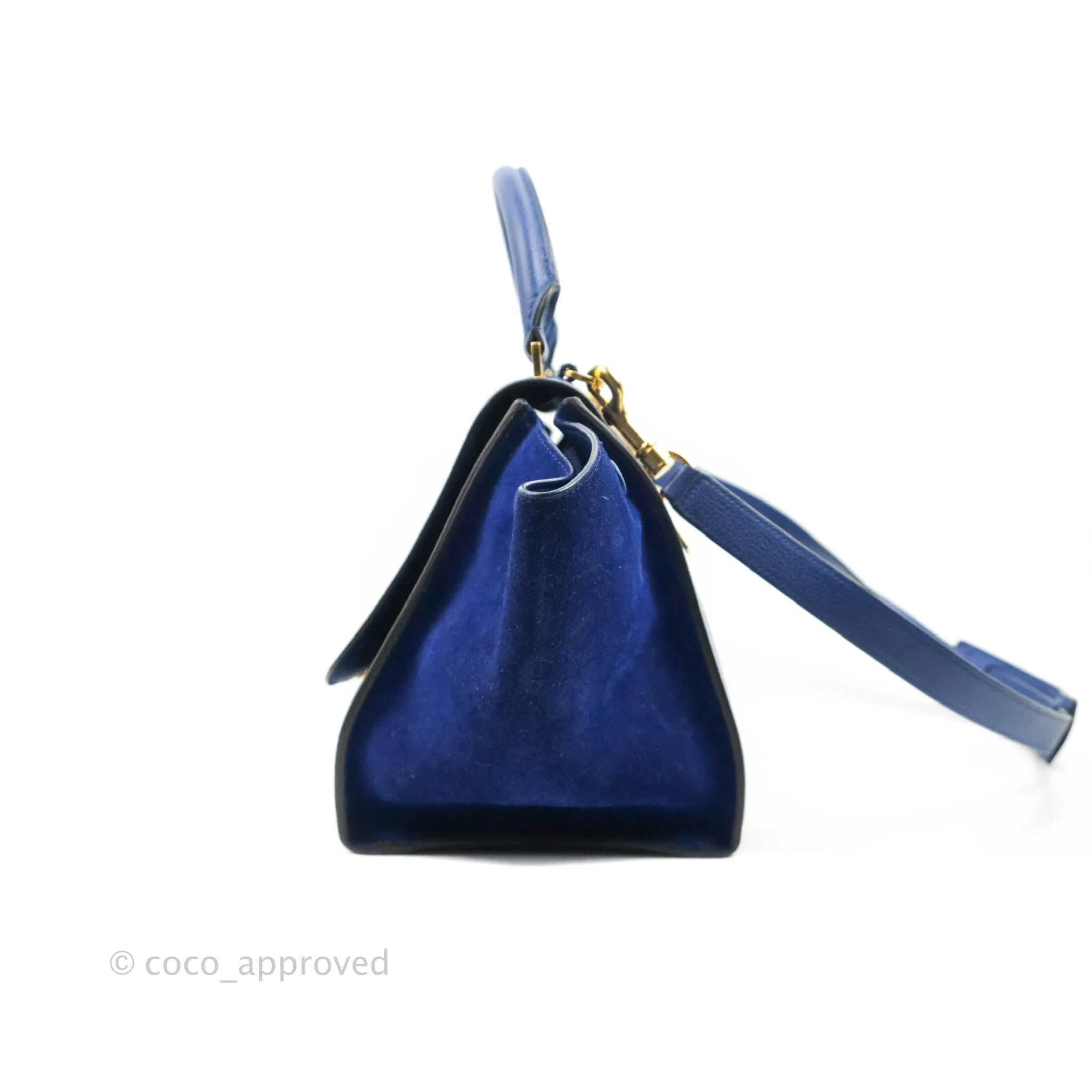 Celine Sleek Small Tri-Color Trapeze Blue Calfskin