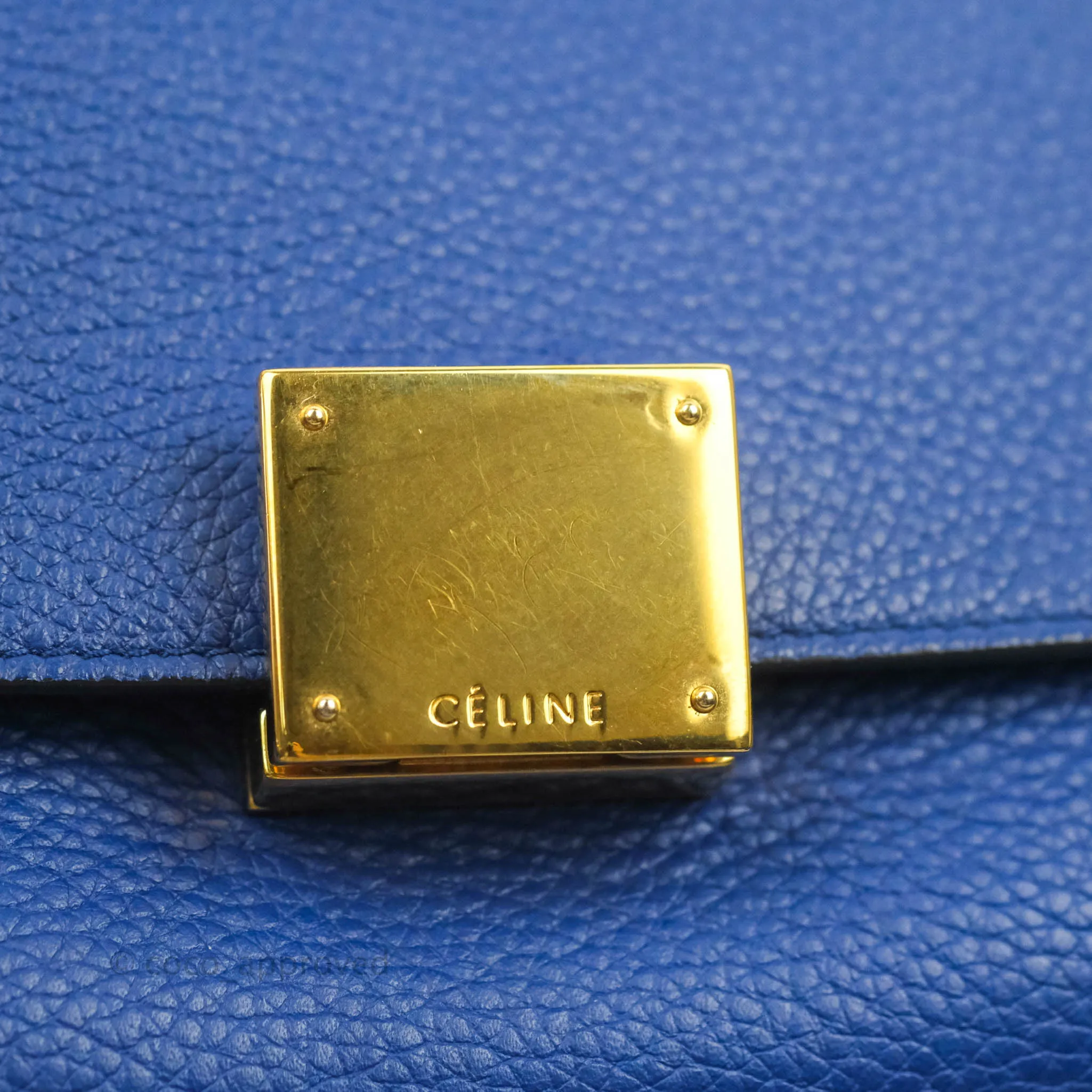 Celine Sleek Small Tri-Color Trapeze Blue Calfskin