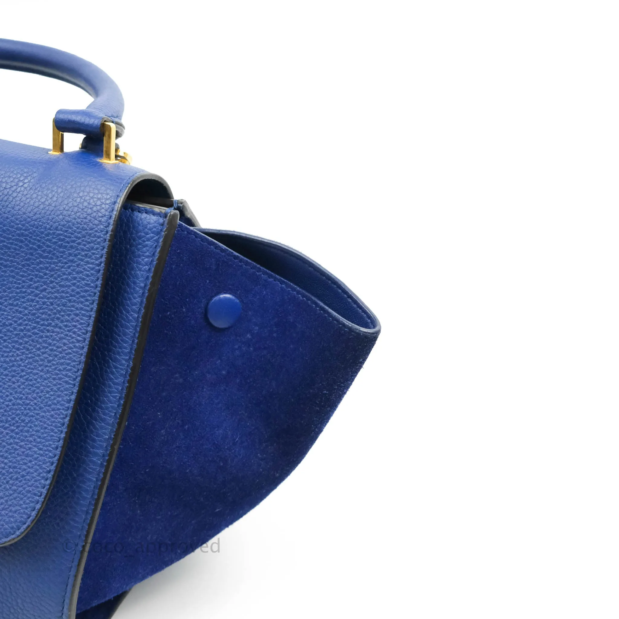 Celine Sleek Small Tri-Color Trapeze Blue Calfskin