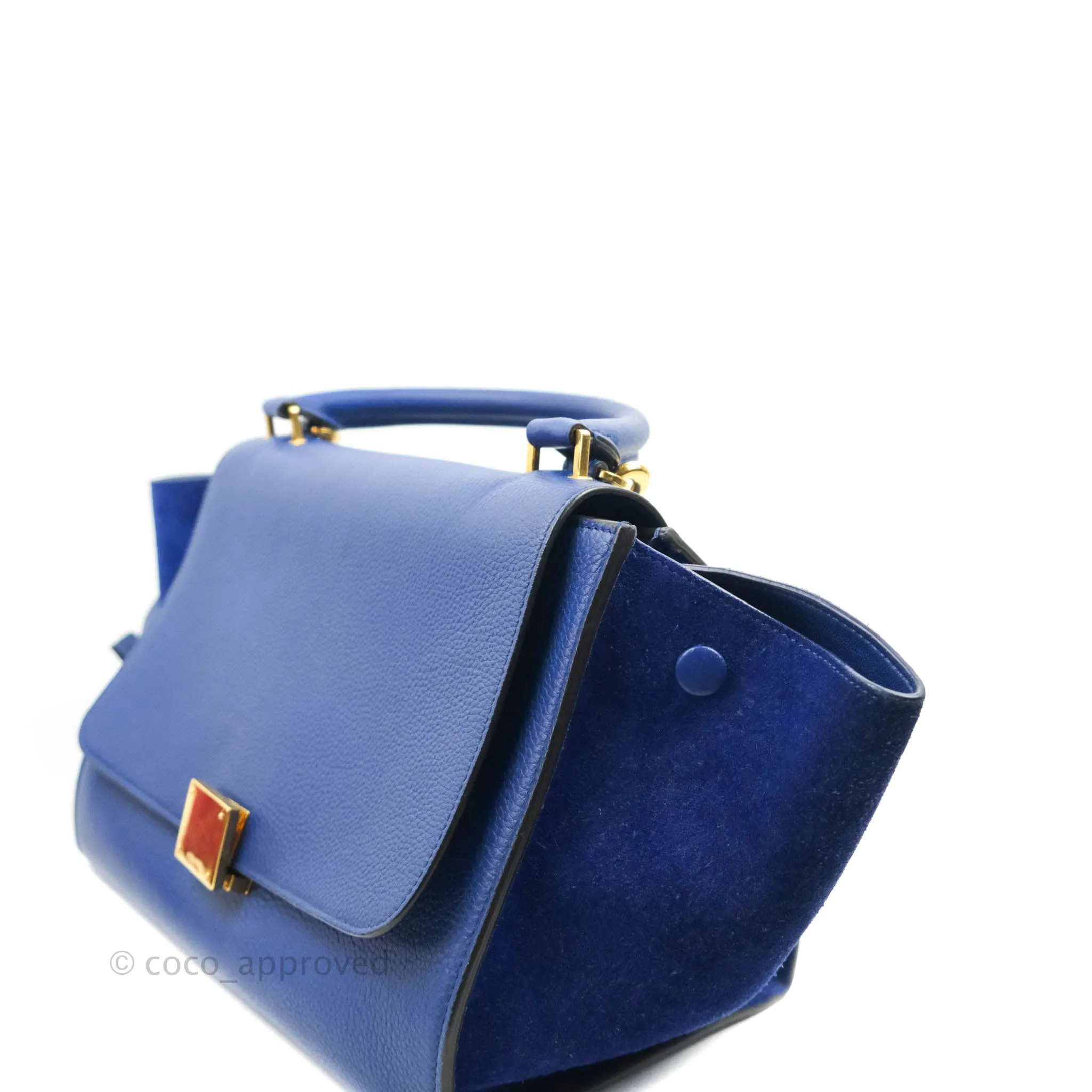 Celine Sleek Small Tri-Color Trapeze Blue Calfskin