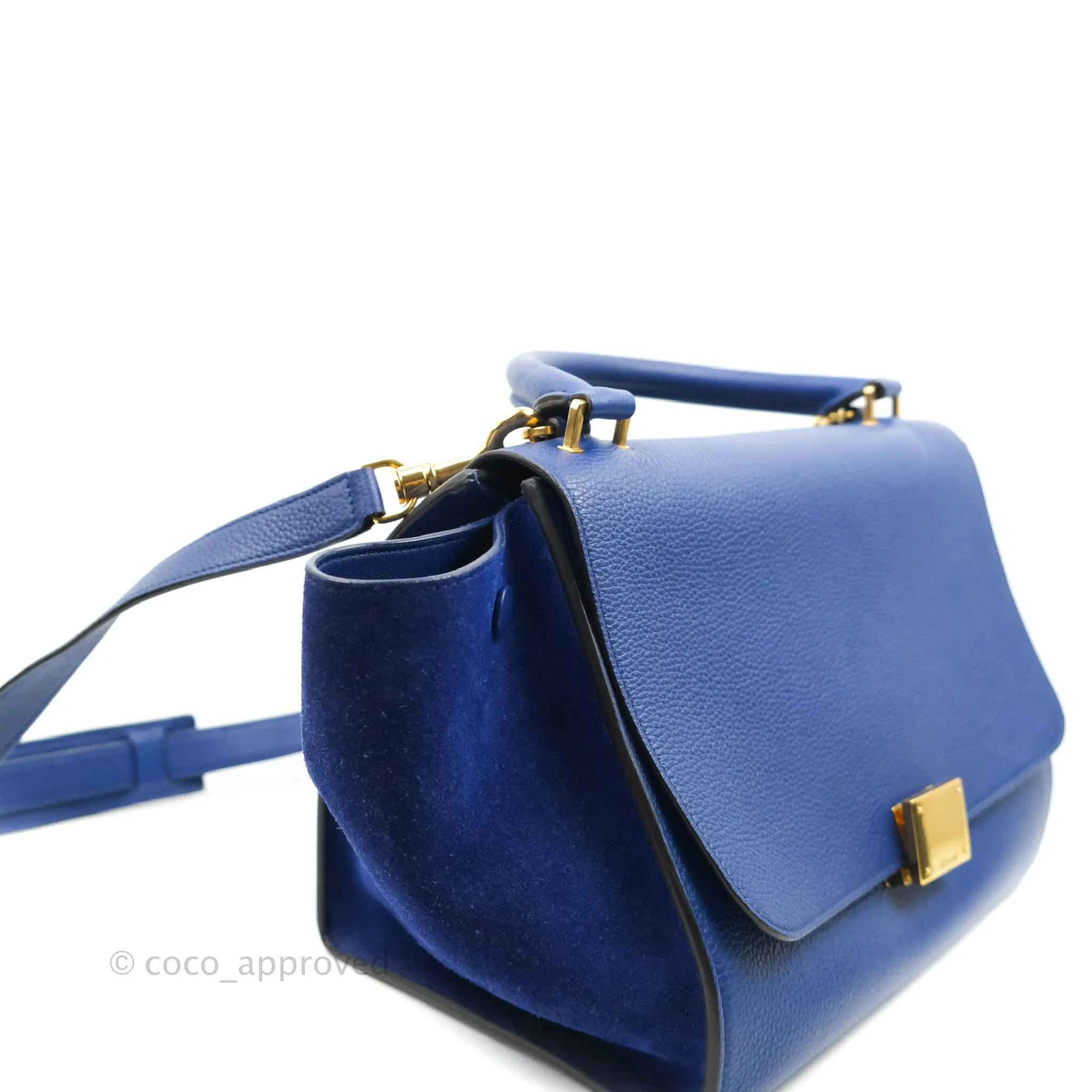 Celine Sleek Small Tri-Color Trapeze Blue Calfskin