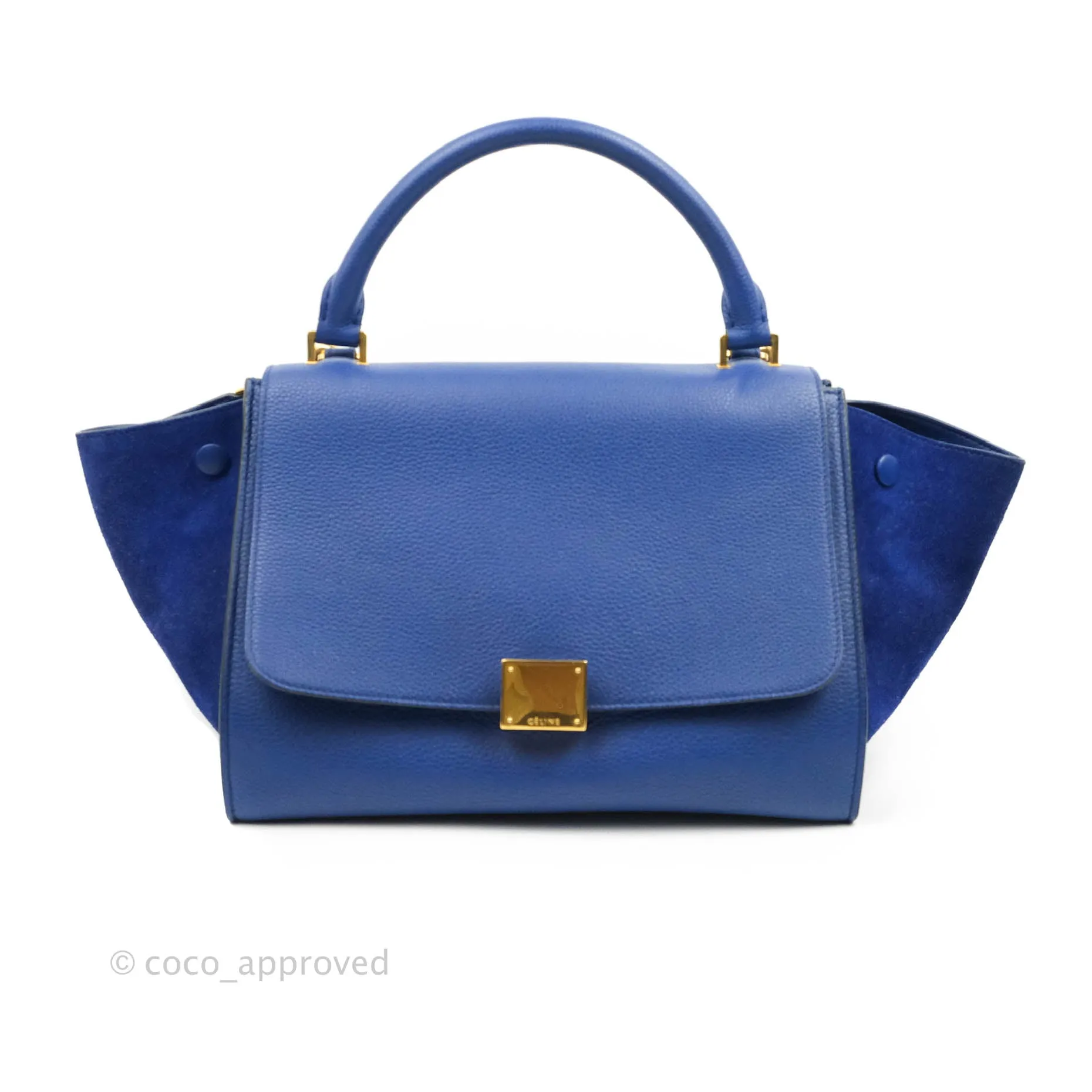 Celine Sleek Small Tri-Color Trapeze Blue Calfskin