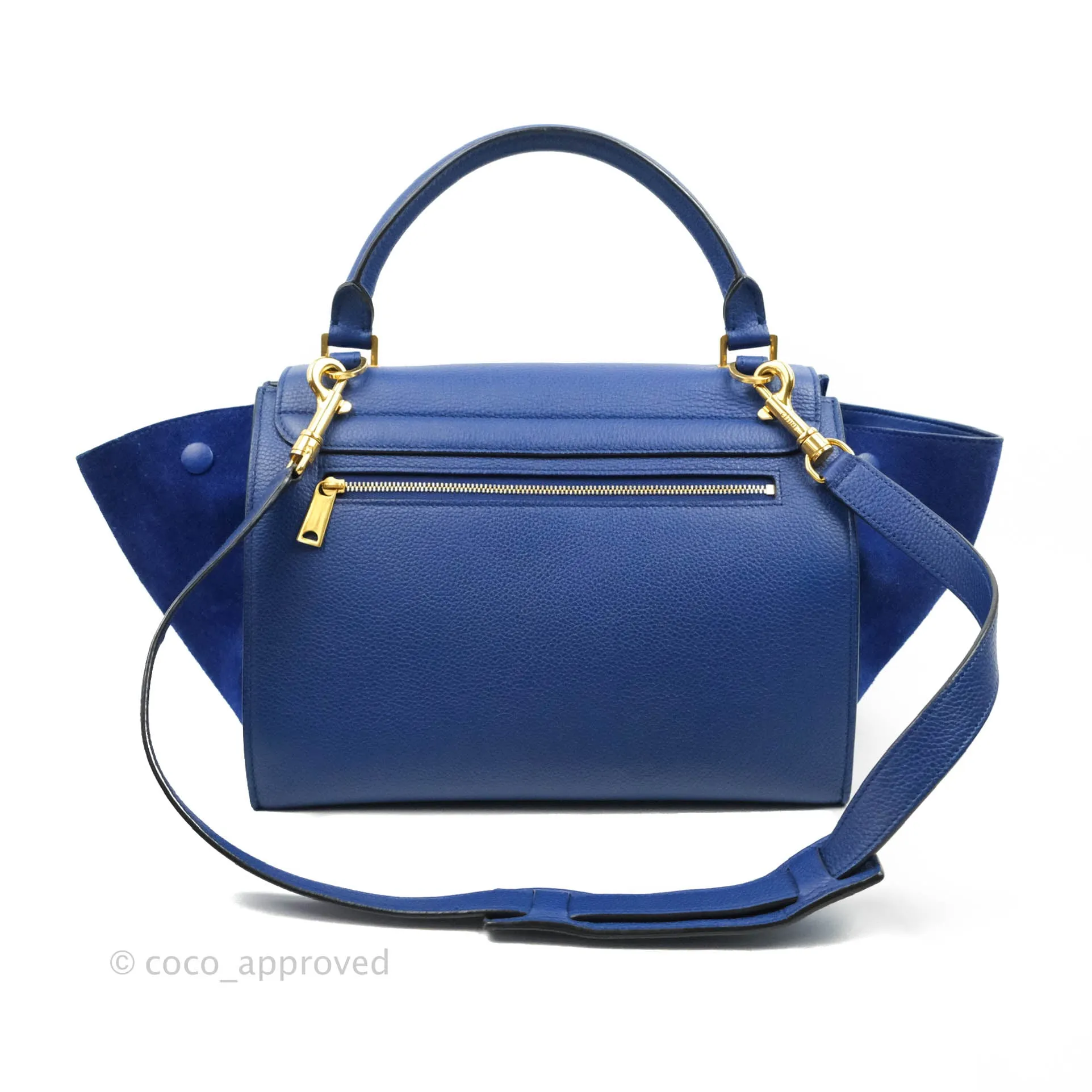 Celine Sleek Small Tri-Color Trapeze Blue Calfskin