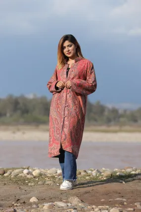 CHARMING PINK Colour Kani Jacket Along With New Designer Jaal Pattern