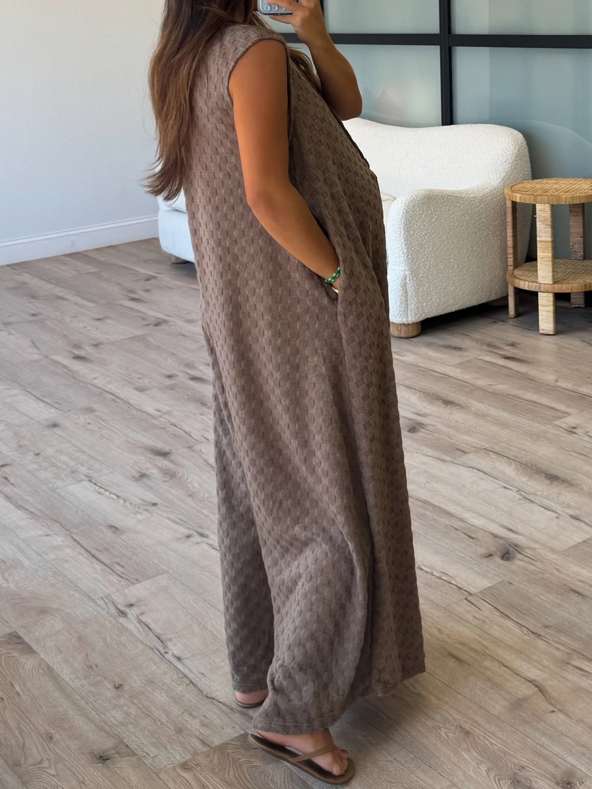 Chevee Brush Knit Jumpsuit | Coffee