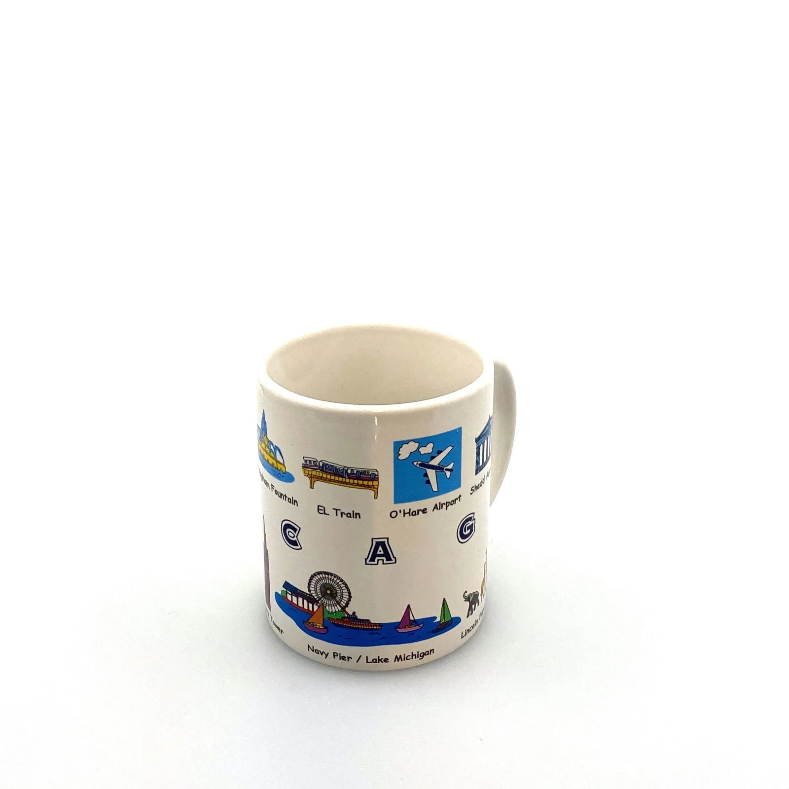 Chicago Tourism Attraction Travel Souvenir Coffee Cup Mug White Ceramic 14 Fl Oz