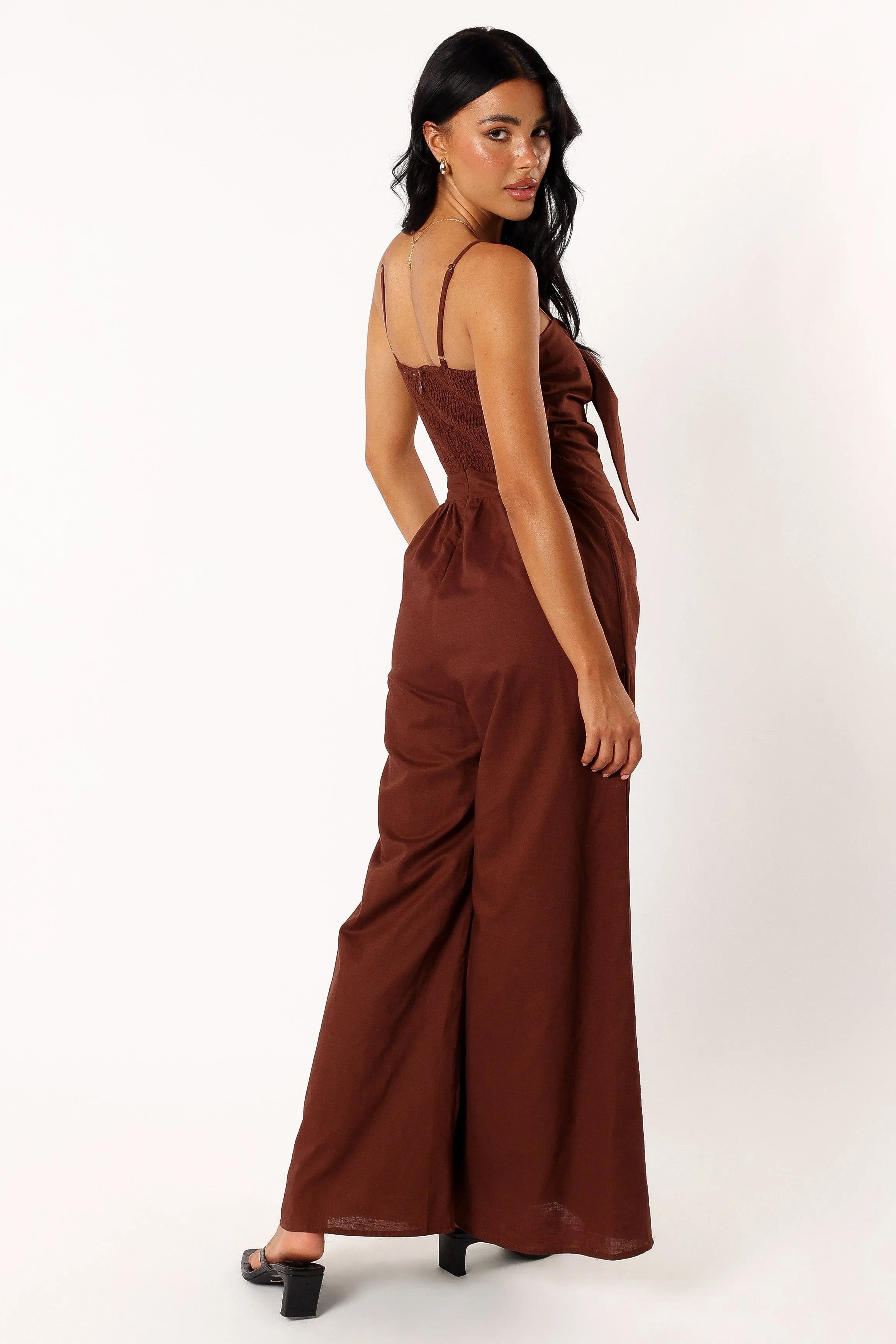 Christina Linen Jumpsuit - Brown