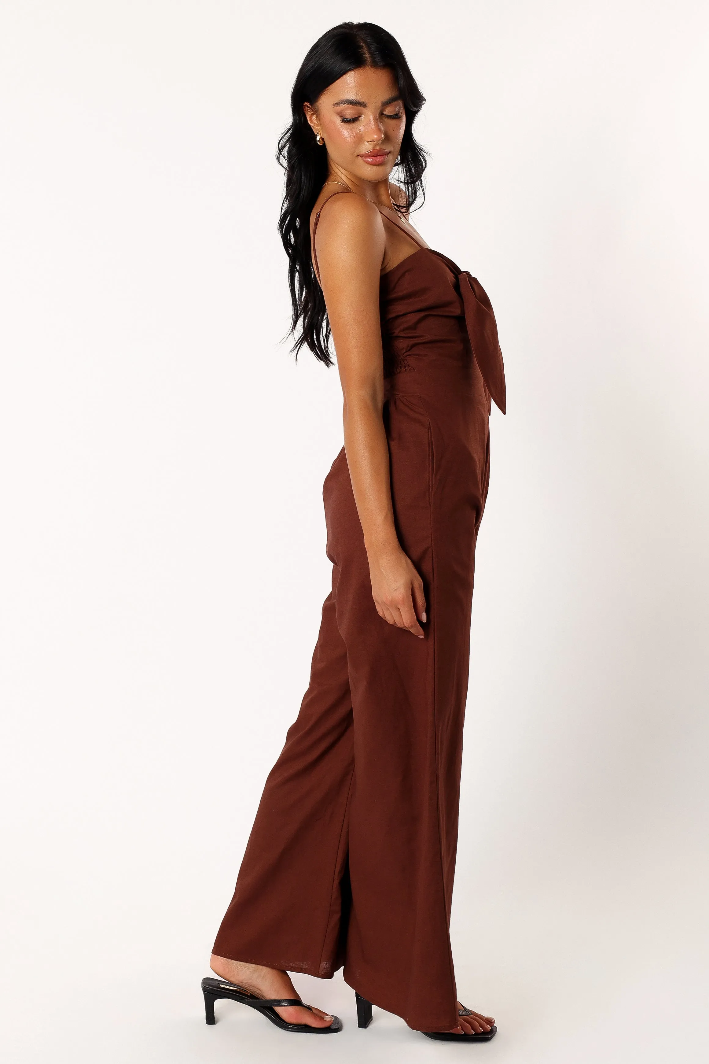 Christina Linen Jumpsuit - Brown