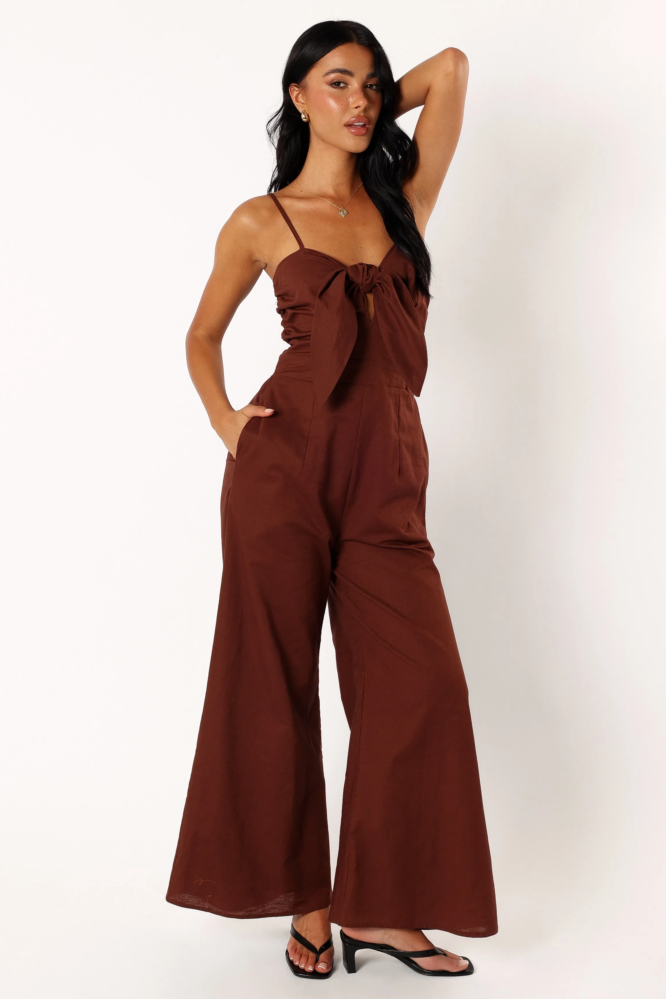 Christina Linen Jumpsuit - Brown