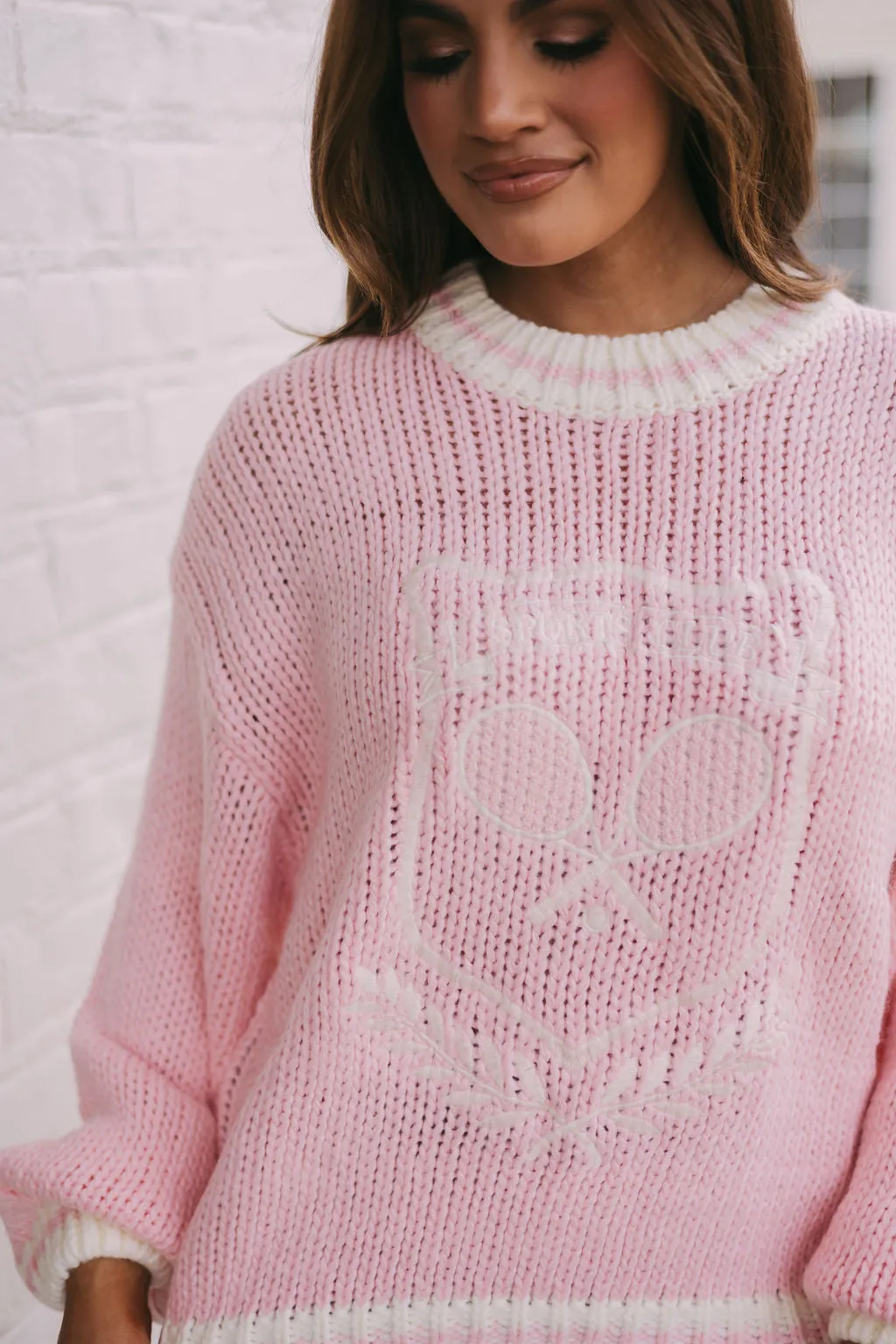 Chunky Sports Club Sweater-Light Pink