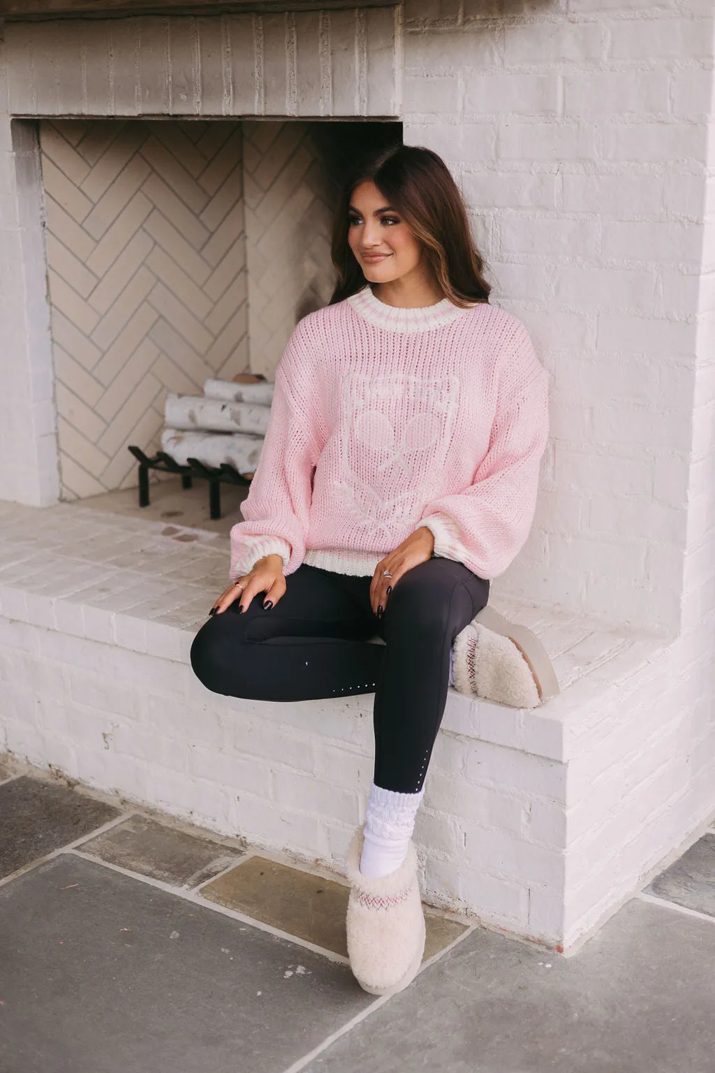 Chunky Sports Club Sweater-Light Pink